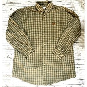 Carhartt Button Down Shirt Mens Sz Medium M Green Plaid Cotton Outdoors Workwear